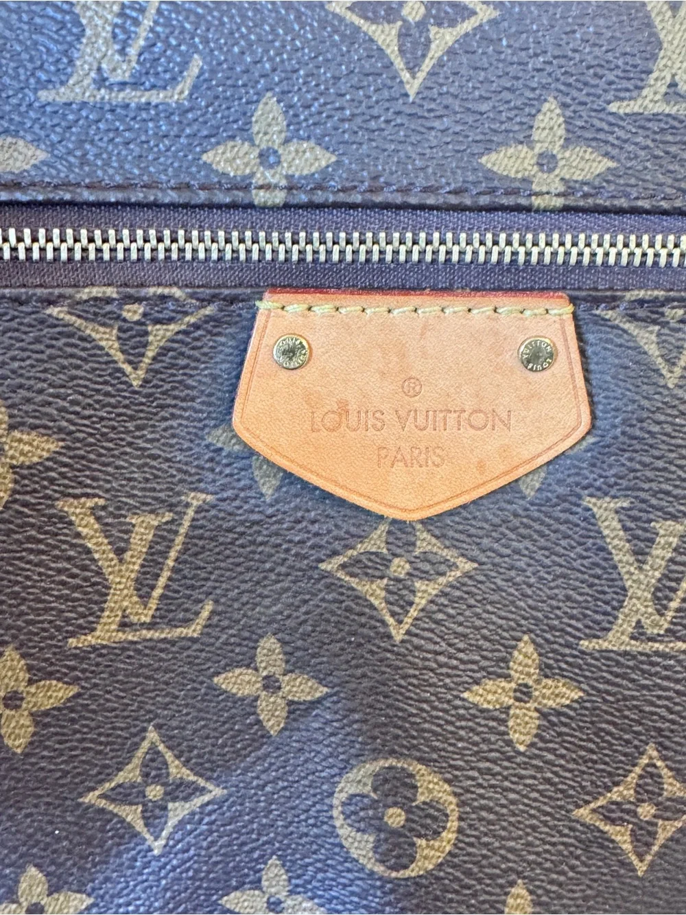 DISCONTINUED Louis Vuitton Monogram Canvas Shoulder Tote with Tan Leather Trim